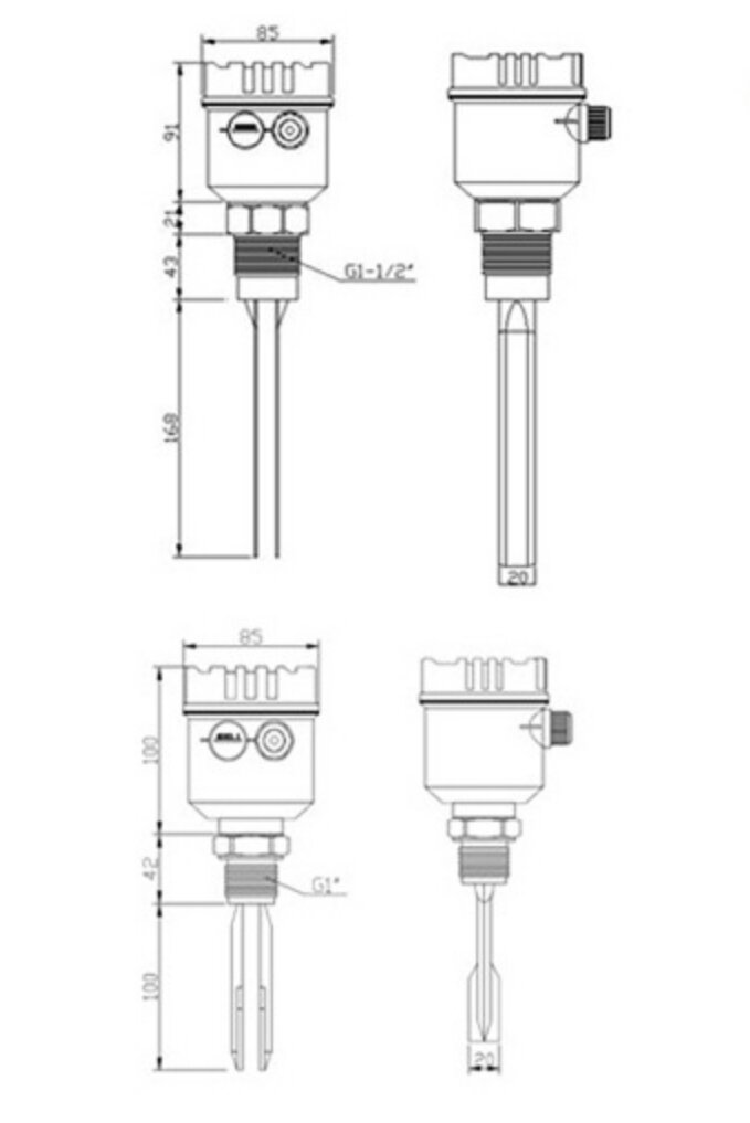 vibrating level switch technical drawing
