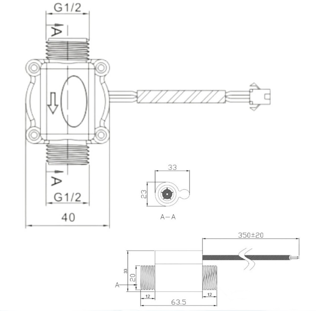 pistion flow switch technical drawing