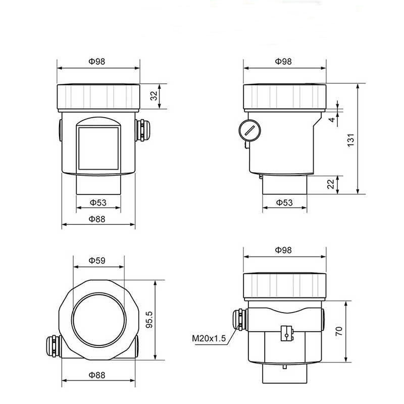 rotary paddle level switch technical drawing