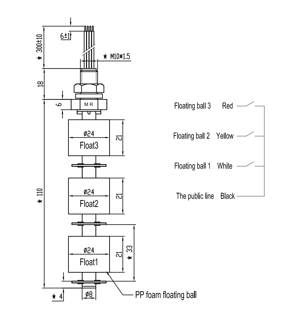 Top Mount PP Multi Level Float Switch Multi Level Vertical Float Switch ...