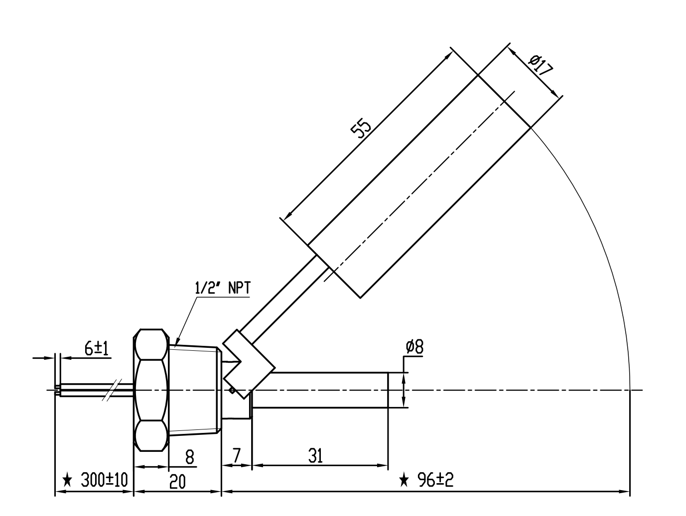 Stainless Steel Horizontal Water Level Sensor for Tank