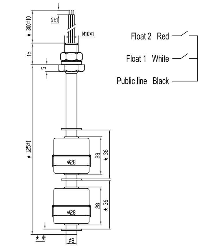 Top Mount Stainless Steel Magnetic Float Type Level Switch for Water Tank